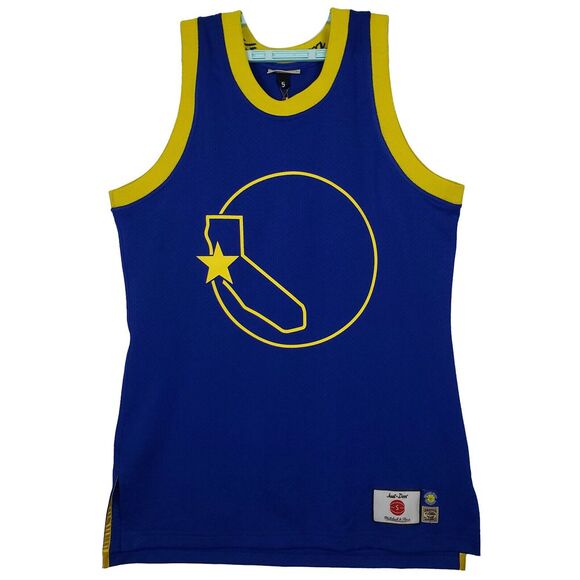 Just Don Golden State Warriors Mitchell & Ness NBA Small Jersey Blue Yellow‎ New - Picture 1 of 10